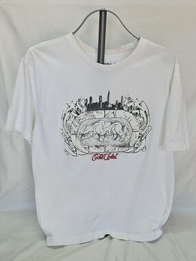 Echo Design White Short Sleeve Tee with Black Cityscape and Red Script